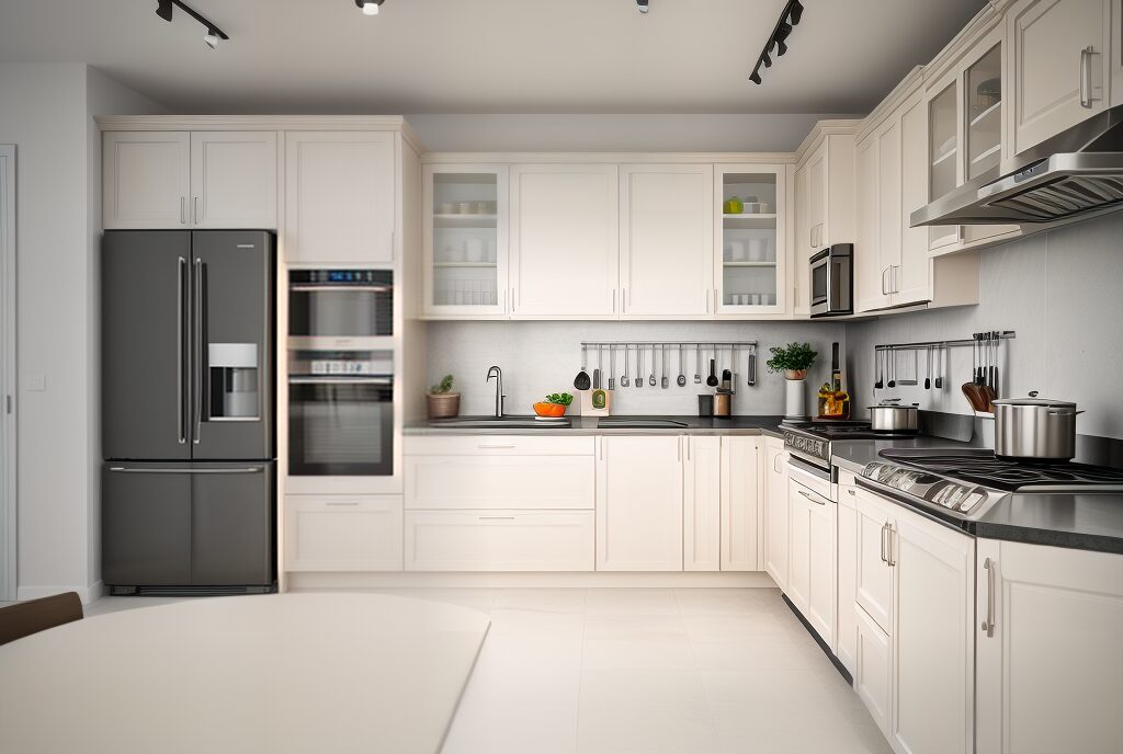 Modern minimalist kitchen design with integrated appliances
